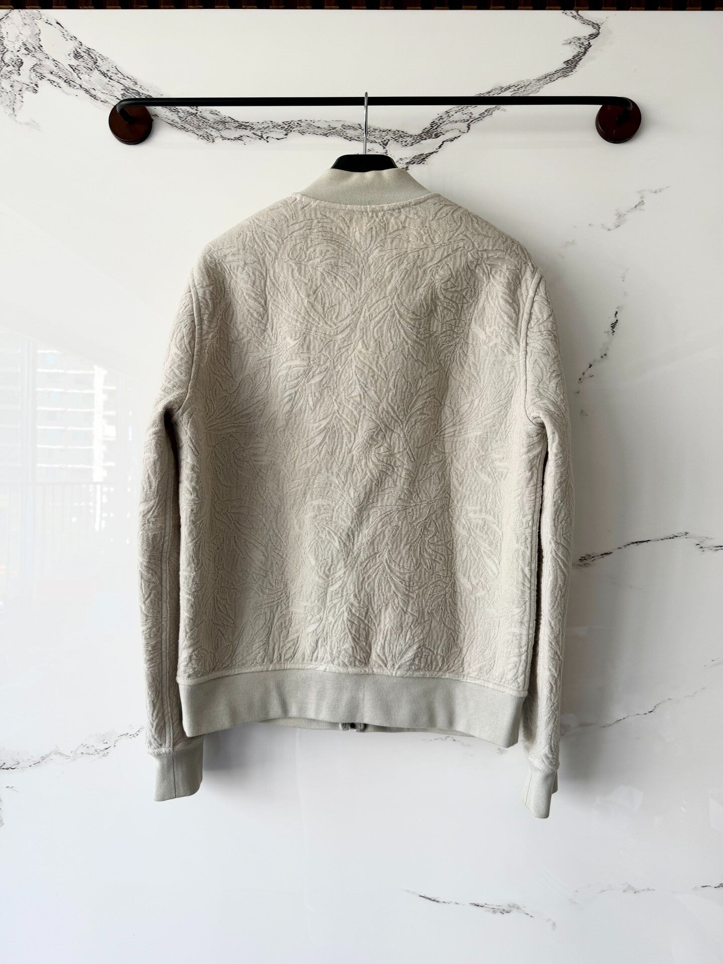 hermes gray knit baseball jacket size S