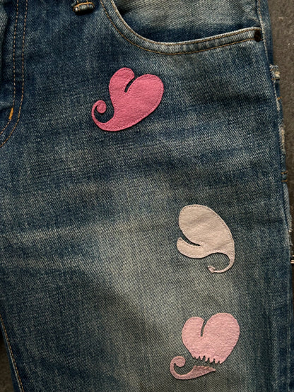 undercover love lightning denim pants