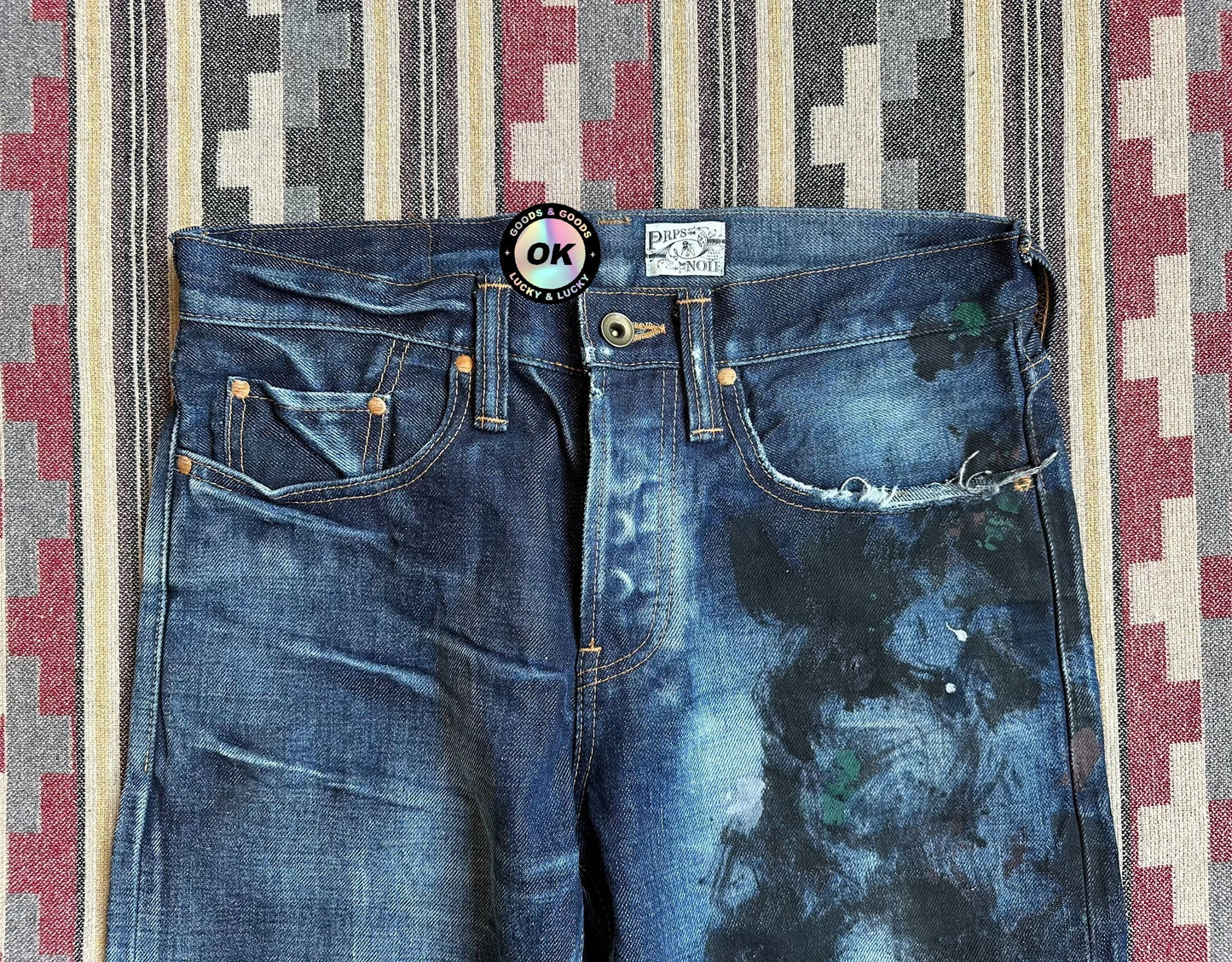 prps noir water-washed graffiti distressed jeans