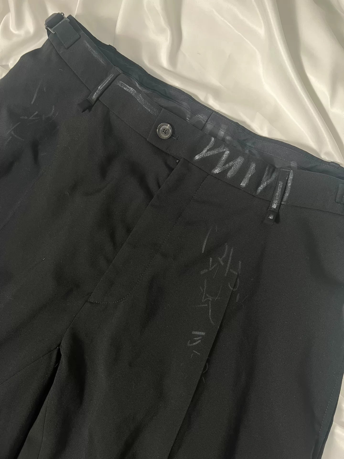 balenciaga black graffiti baggy trousers