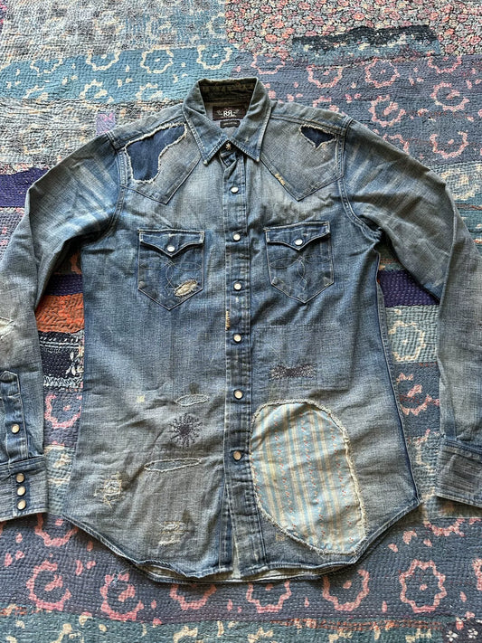 vintage ralph lauren denim patched shirt