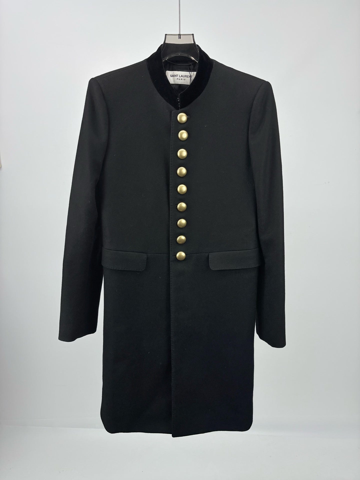 Saint Laurent Wool Coat with Gold Buttons