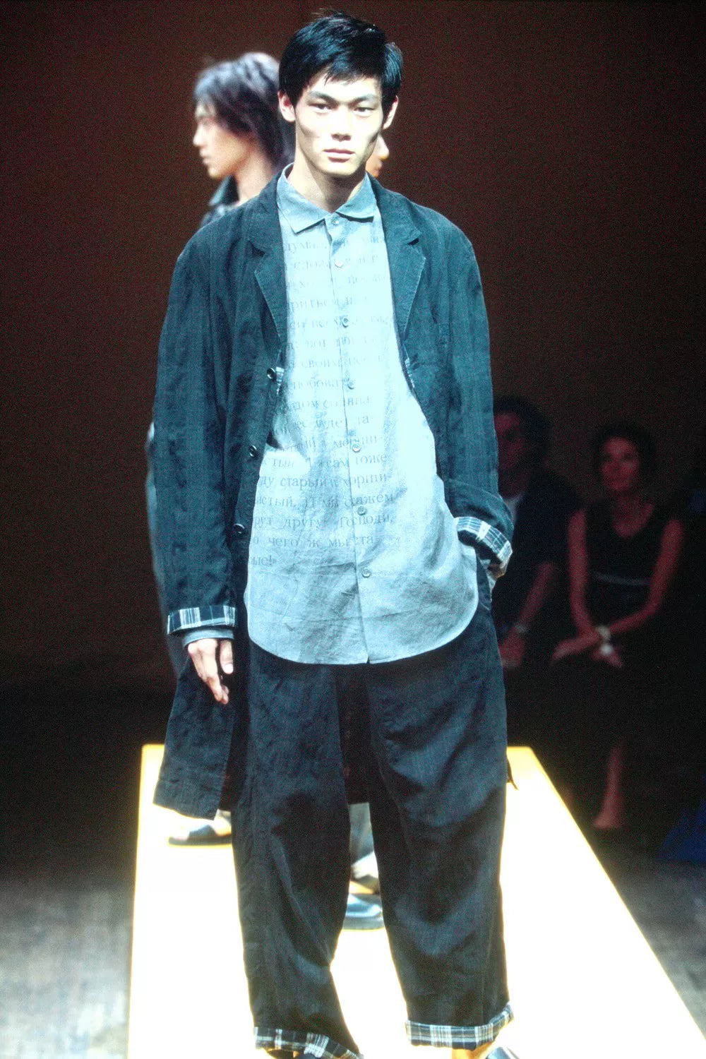 yohji yamamoto double-sided plaid long coat