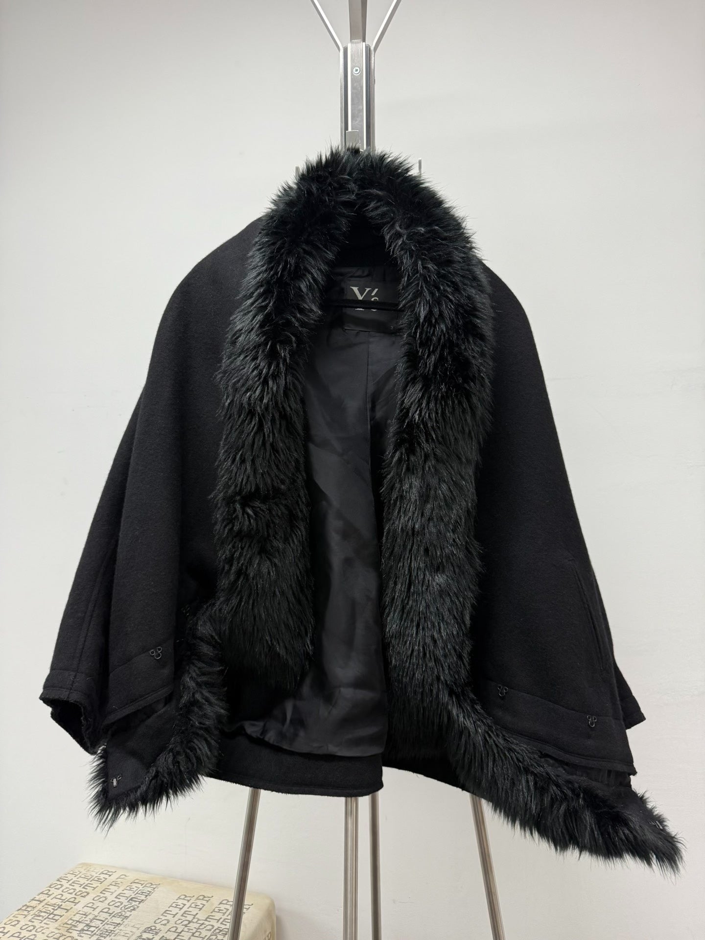 yohji yamamoto y's fur collar cape coat
