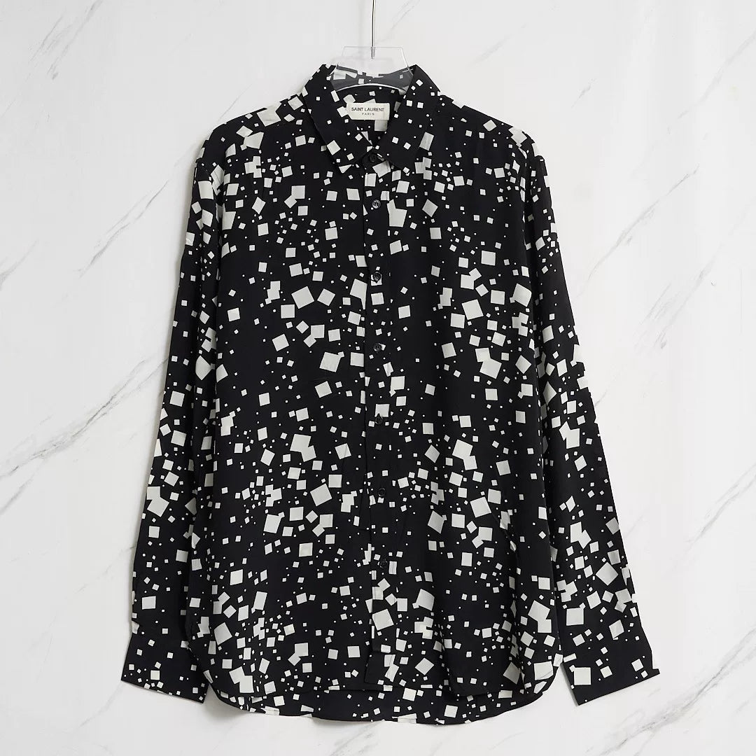 Saint Laurent Men's Square-Patterned Shirt