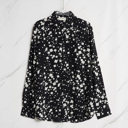 Saint Laurent Men's Square-Patterned Shirt