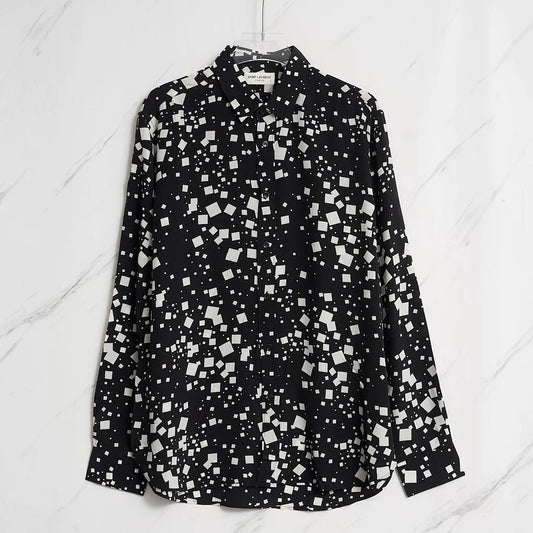 Saint Laurent Men's Square-Patterned Shirt