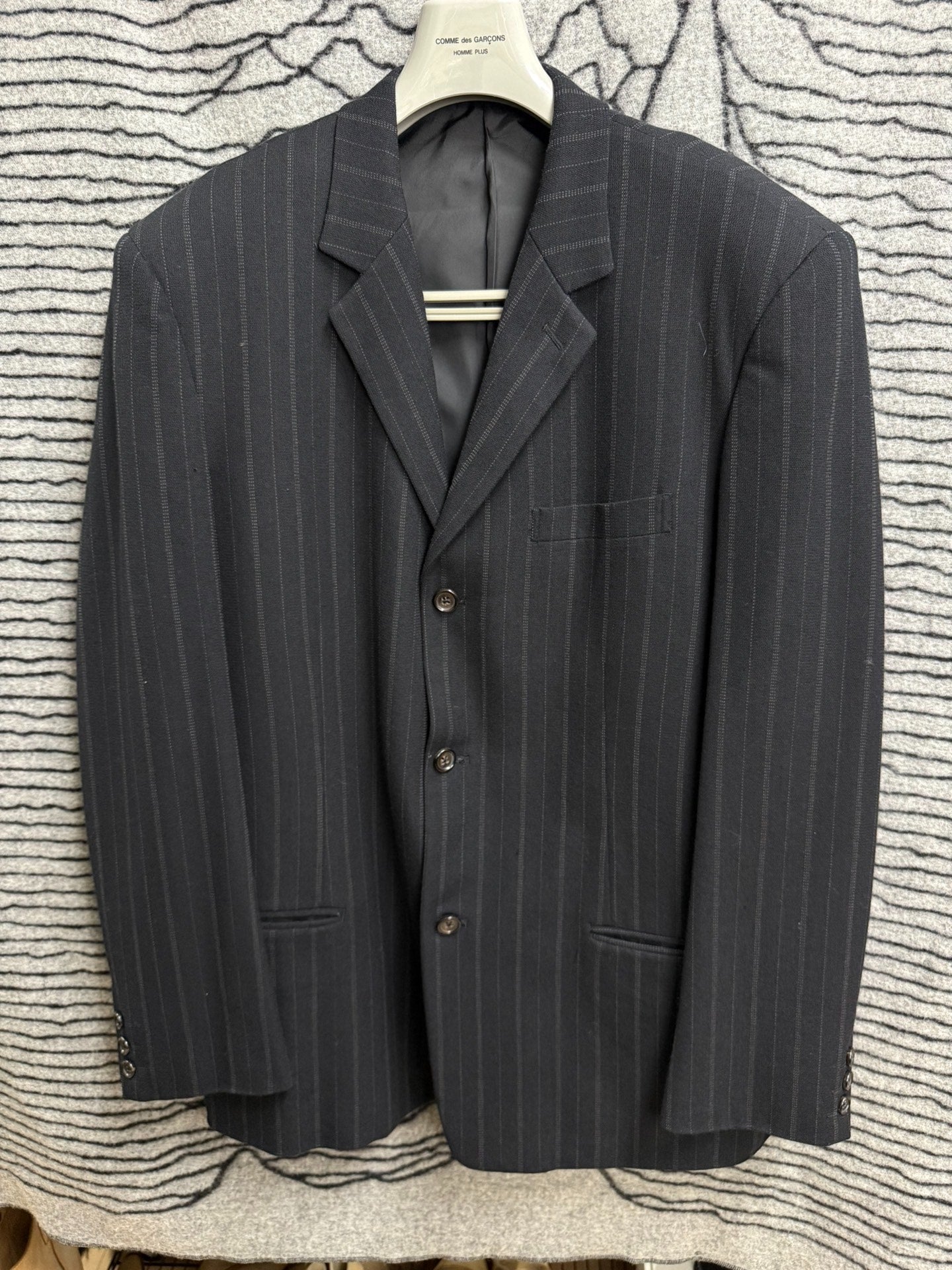 Yohji Yamamoto Y's Men's Thick Wool Striped Loose Suit
