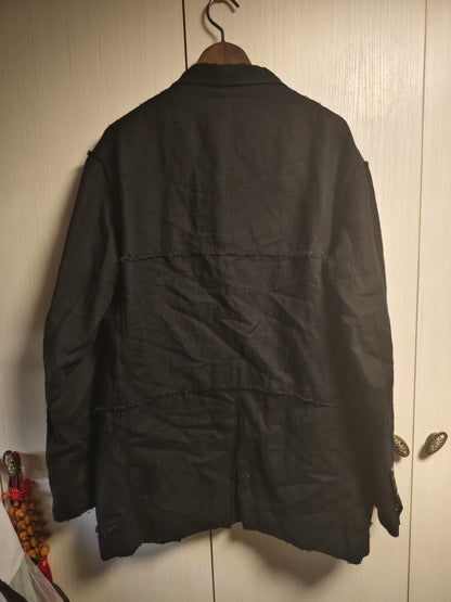 Ziggy Chen 21AW Black Distressed Wool Blazer