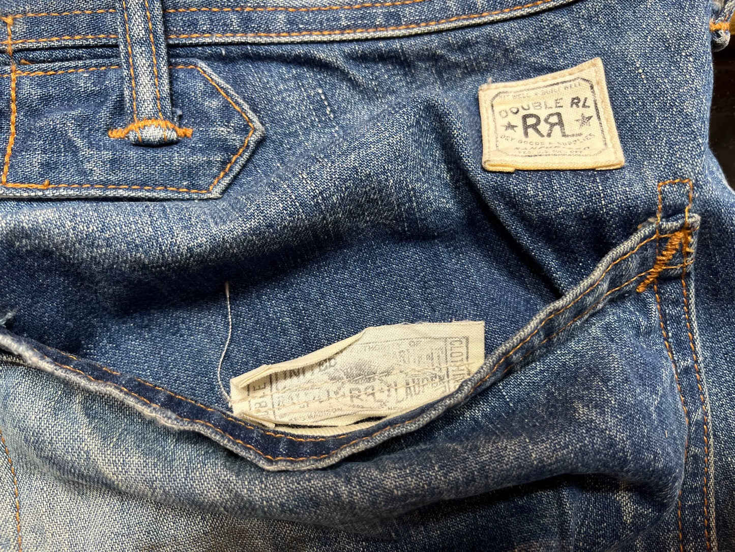 distressed double rl workwear denim pants