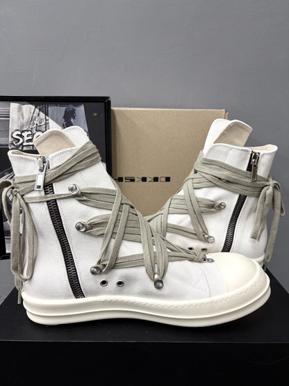 Rick Owens DRKSHDW White High-Top Sneakers