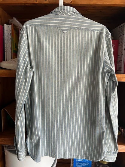 RRL Vintage Striped Blue Dye Pullover Shirt