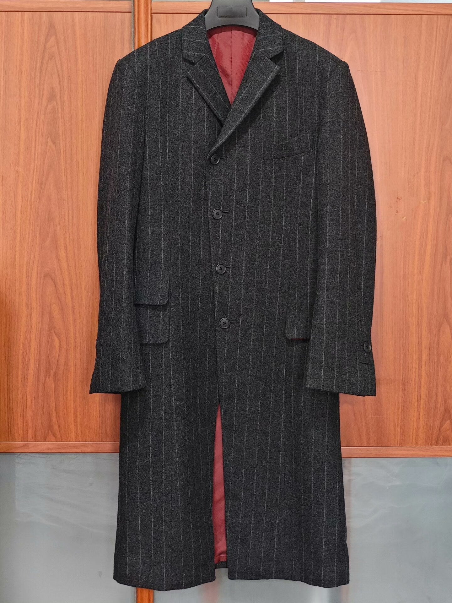 Yuji Yamada Wool Overcoat with Stripes