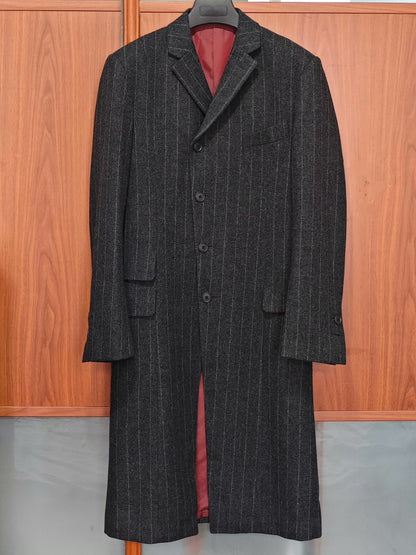 Yuji Yamada Wool Overcoat with Stripes