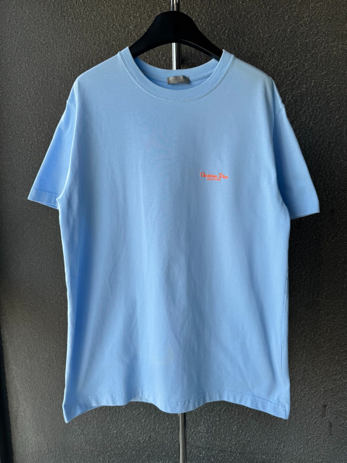 Dior Embroidered Blue Short Sleeve Shirt