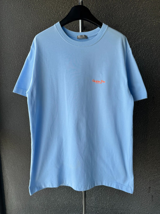 Dior Embroidered Blue Short Sleeve Shirt