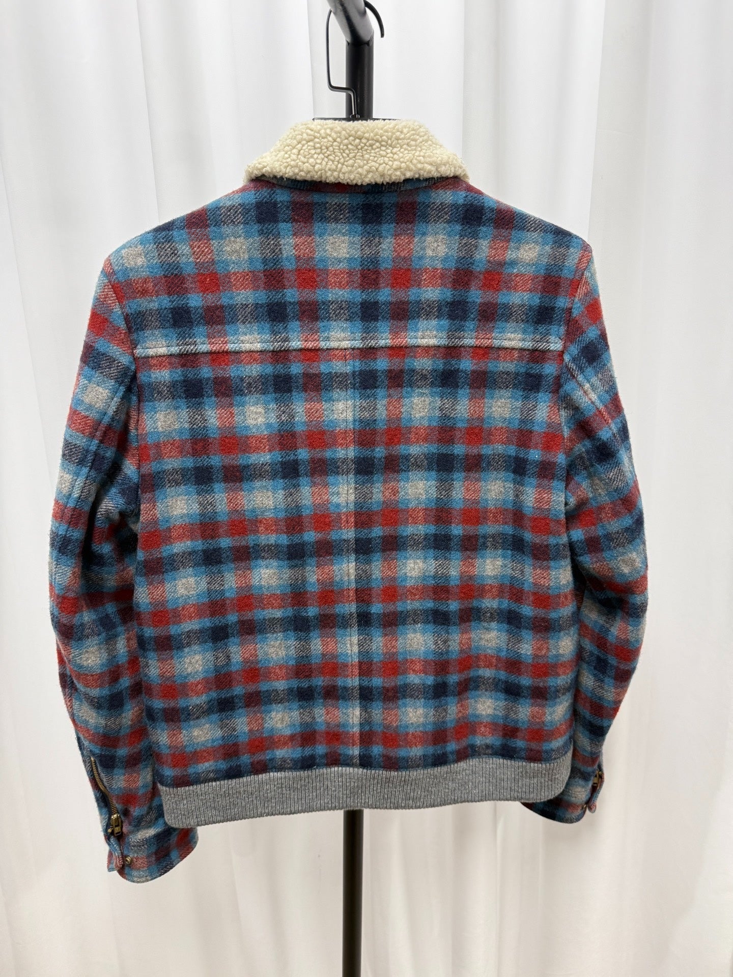 Undercover Checked Shearling Collar Jacket