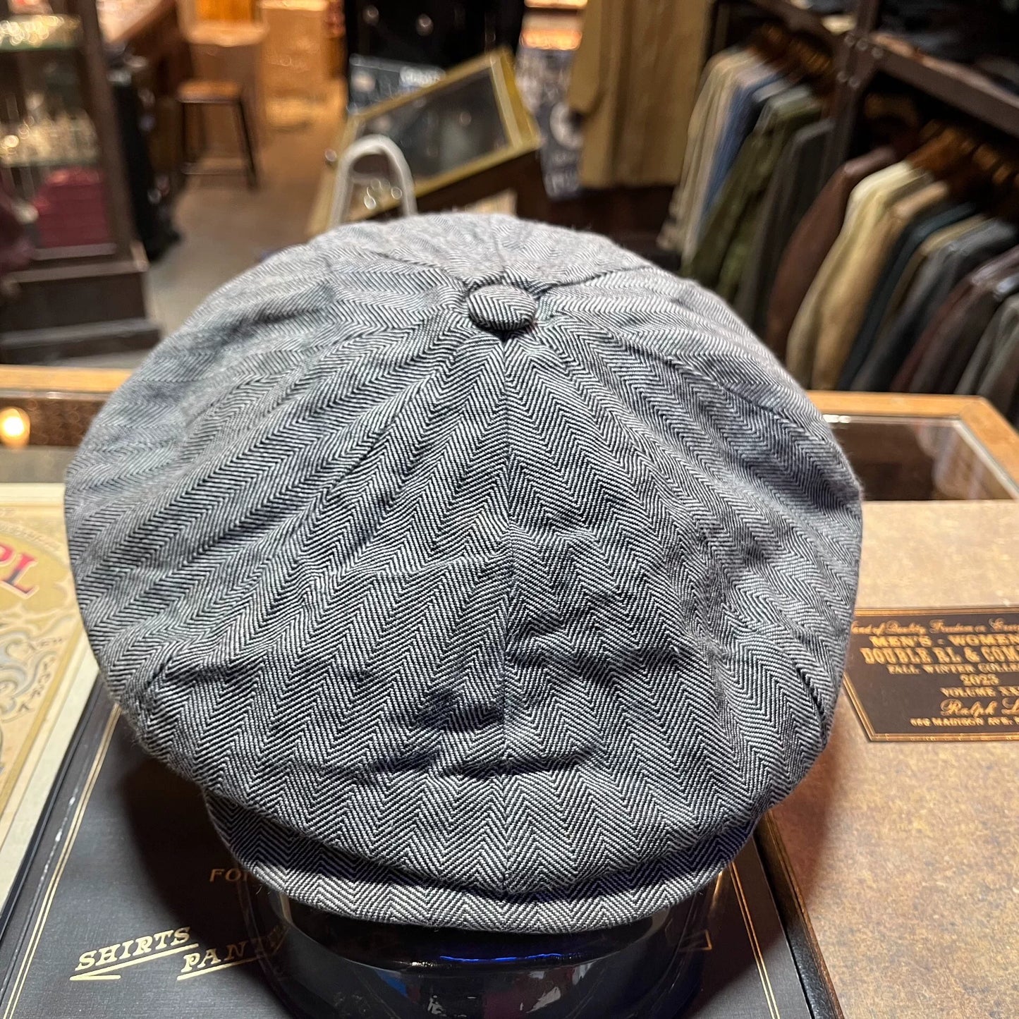 RRL Herringbone Newsboy Cap