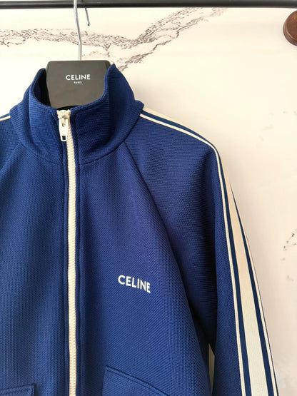 Celine Blue Embroidered Logo Jacket