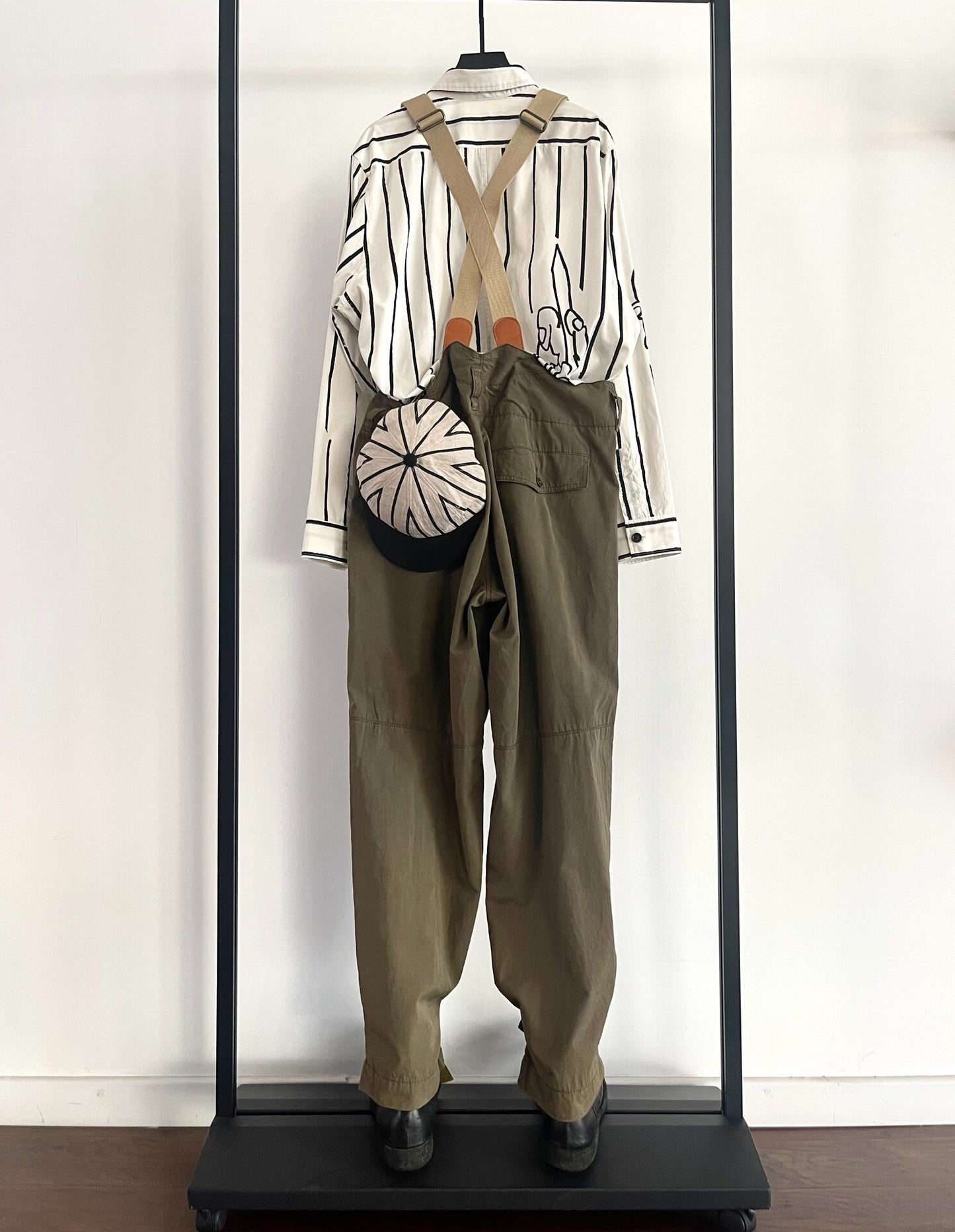 Y's Yamamoto Green Work Pants with Suspenders