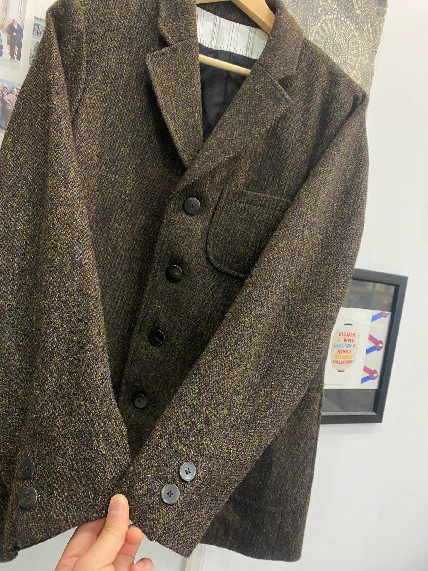 visvim 16aw wool blazer in harris tweed