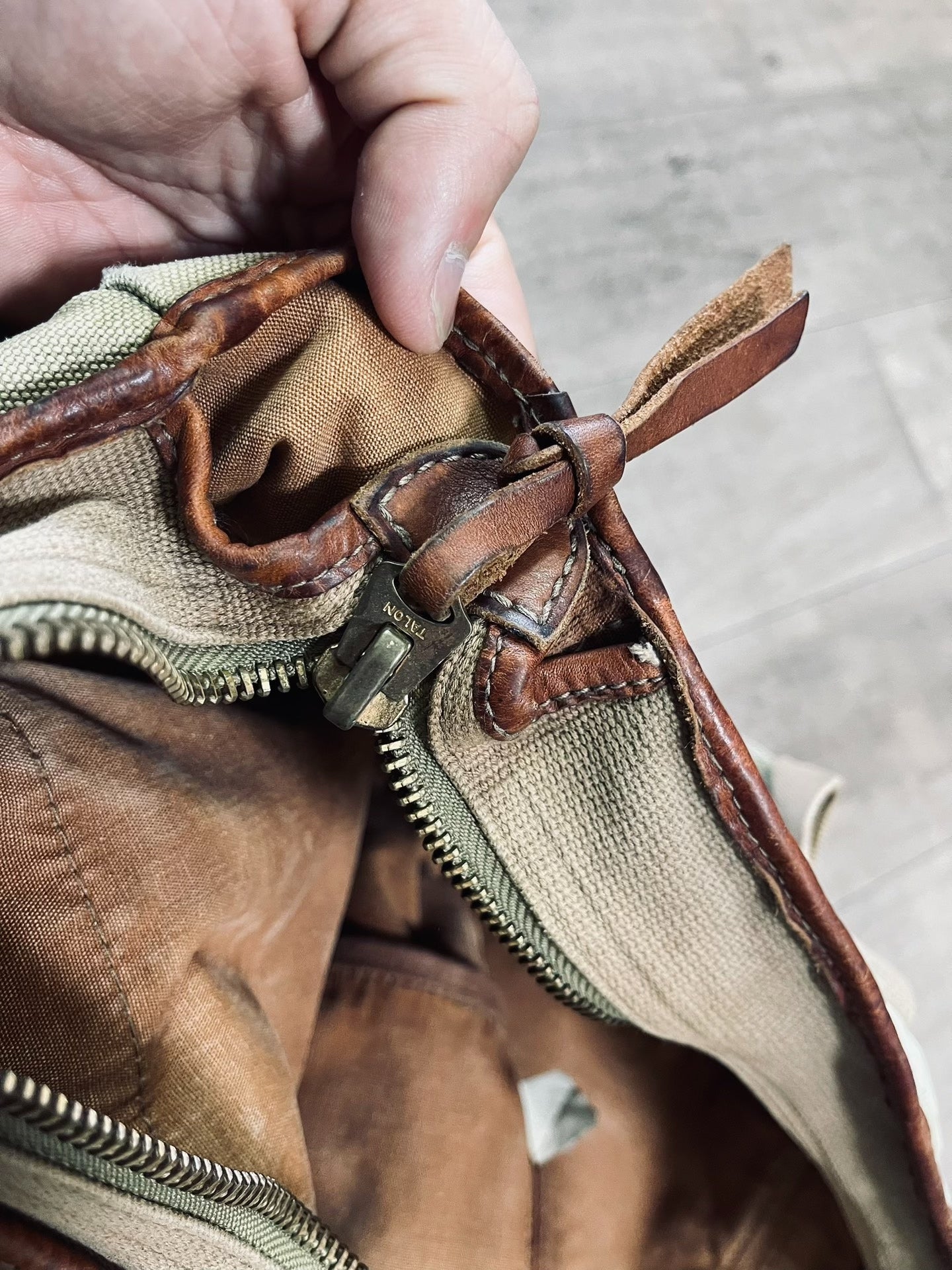 RRL Canvas Leather Trim Shoulder Bag