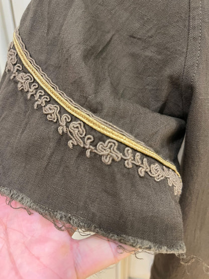 Saint Laurent Gold Embroidered Short-Sleeve Shirt