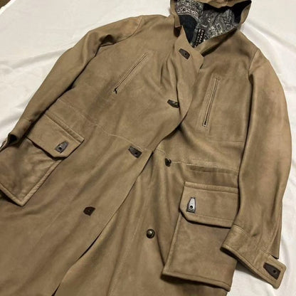 Isaac Sellam Brown Suede Hooded Coat