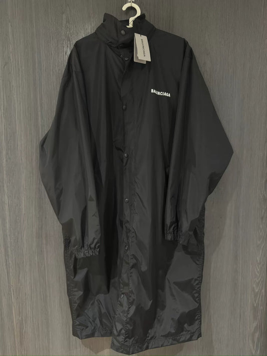 balenciaga black long raincoat with tags