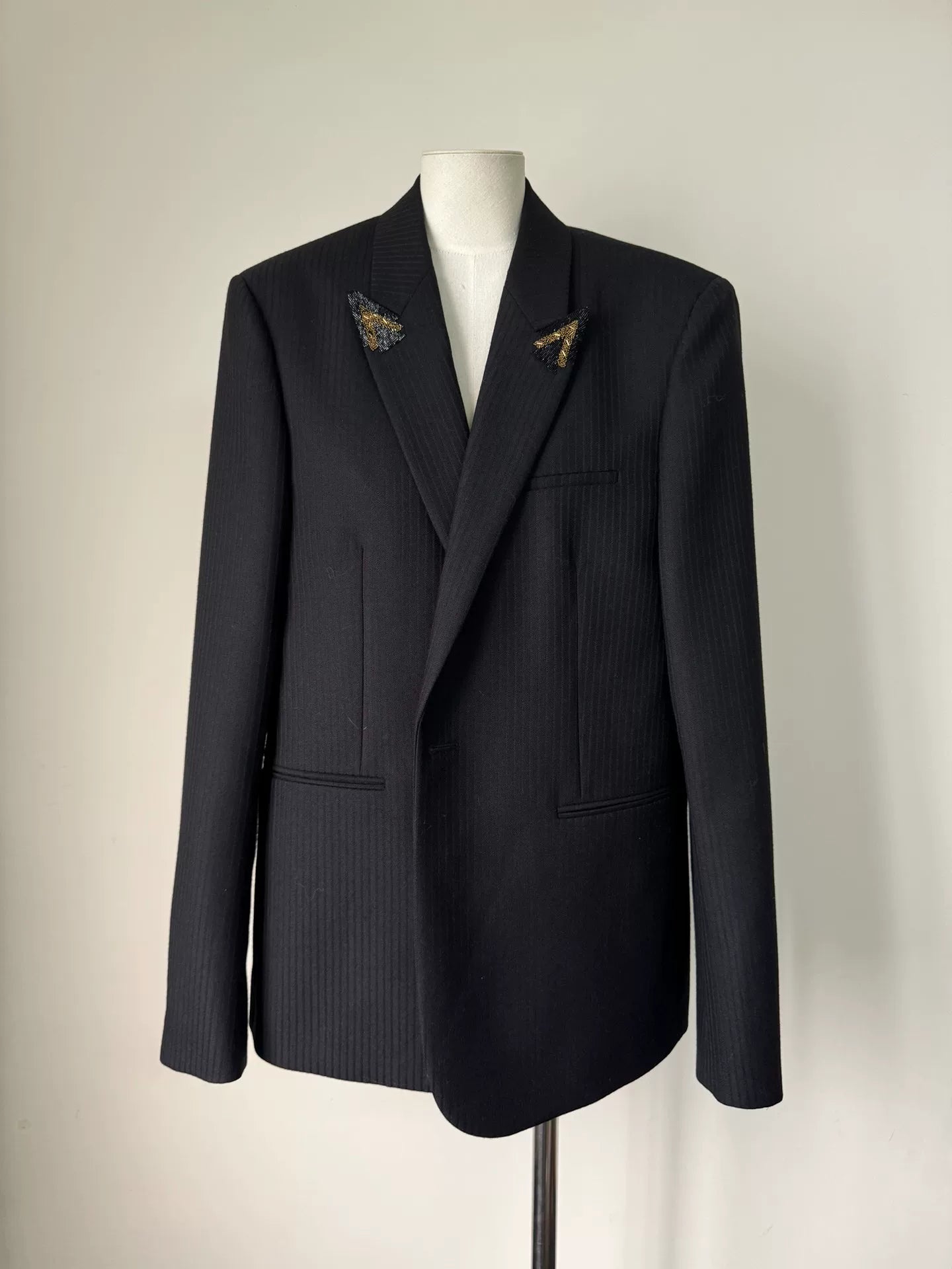 Saint Laurent Black Pinstriped Blazer