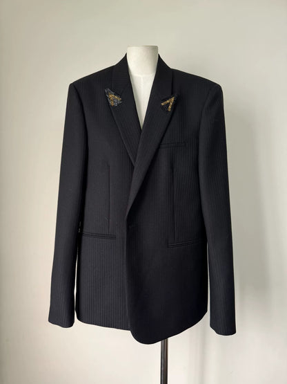 Saint Laurent Black Pinstriped Blazer