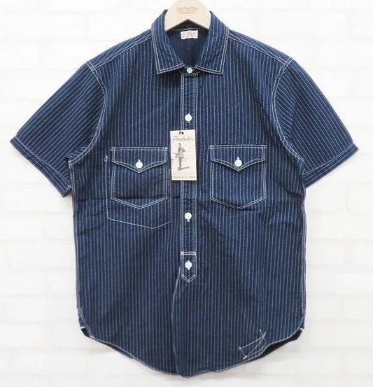 vintage Freewheelers Indigo Stripe Short Sleeve Shirt
