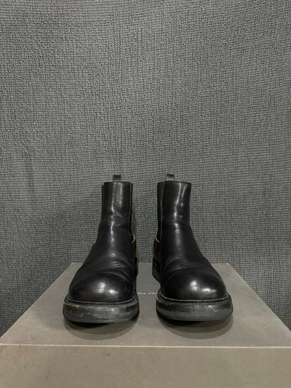 black leather chelsea boots by rick owens