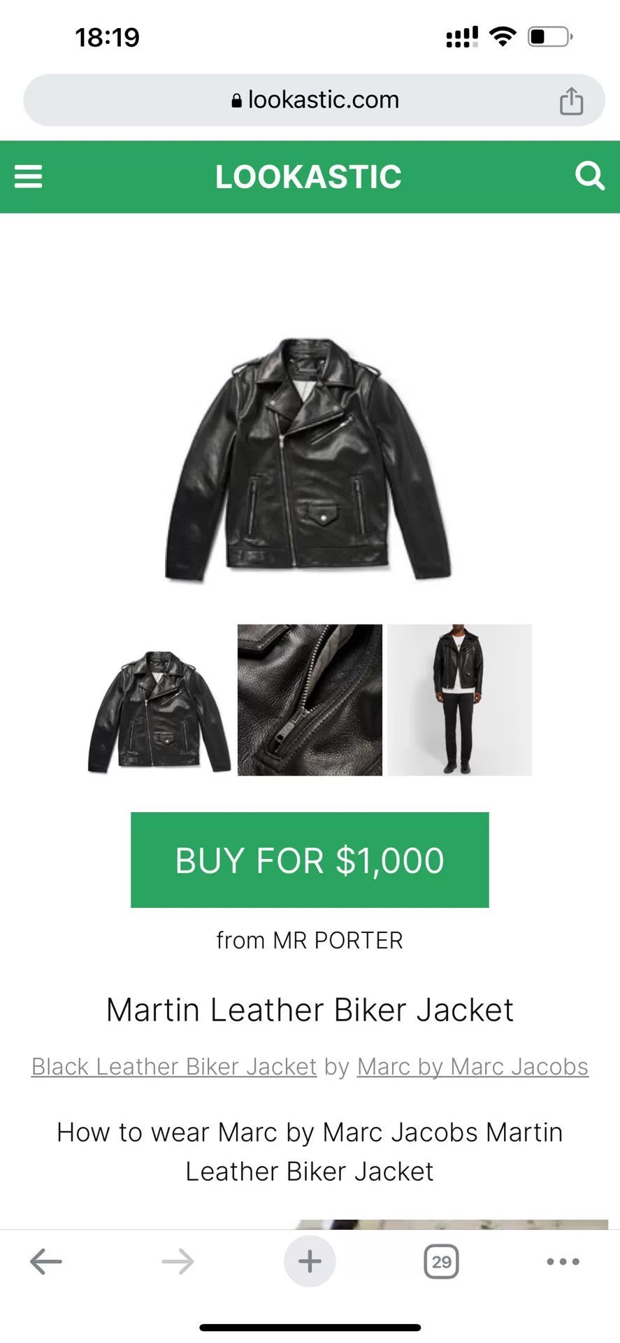 black leather biker jacket by marc jacobs