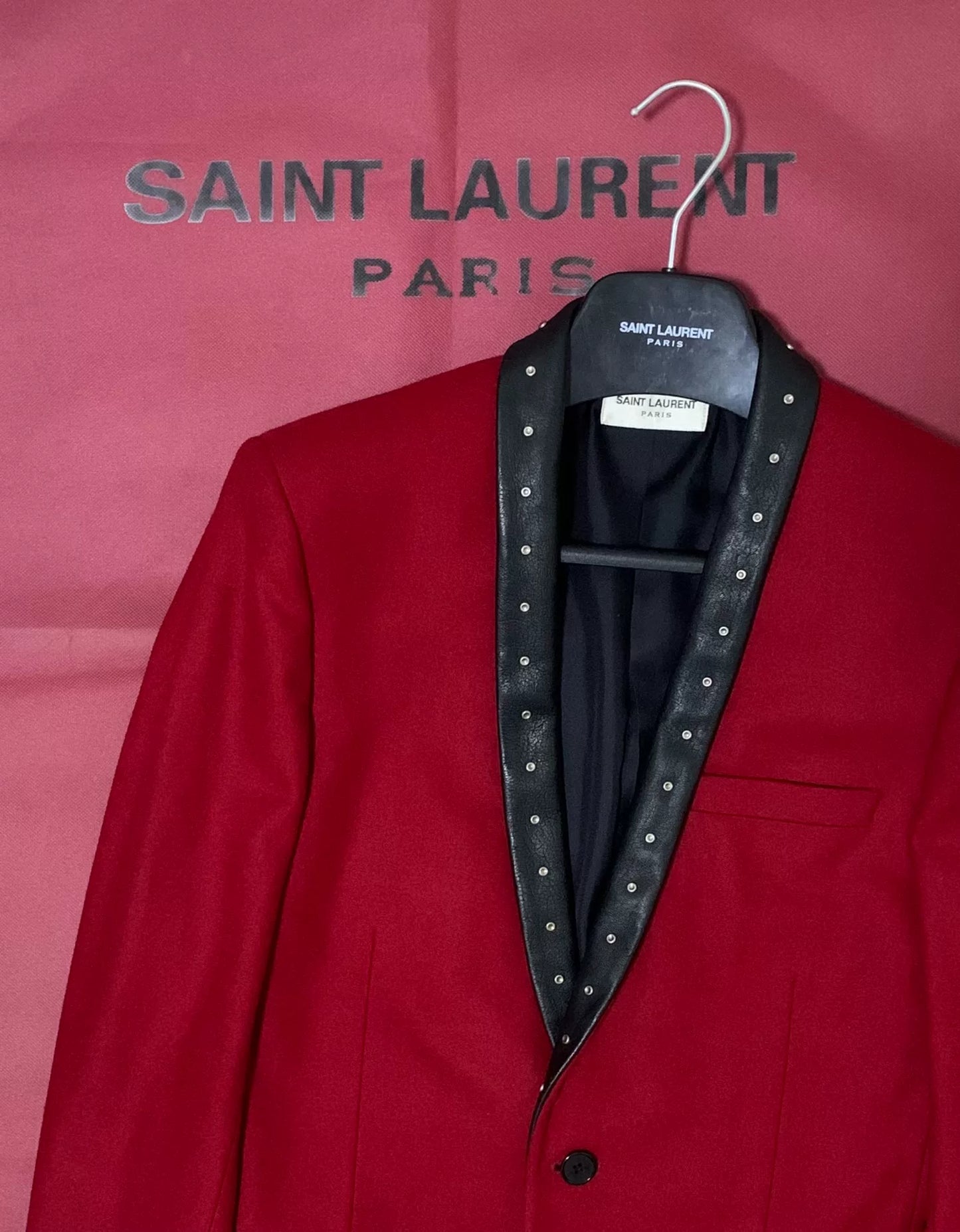 Saint Laurent SLP 13FW Red Studded Blazer