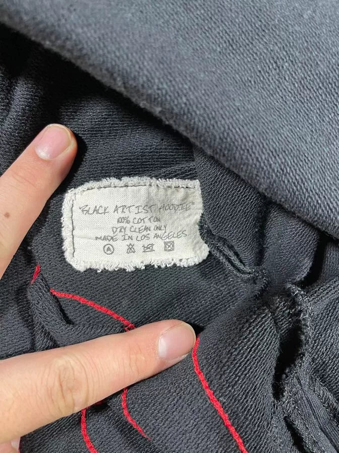 greg lauren hooded sweatshirt in black