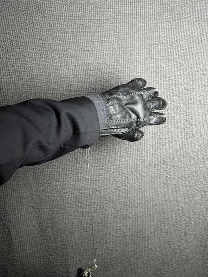 d hygen leather zip gloves for men