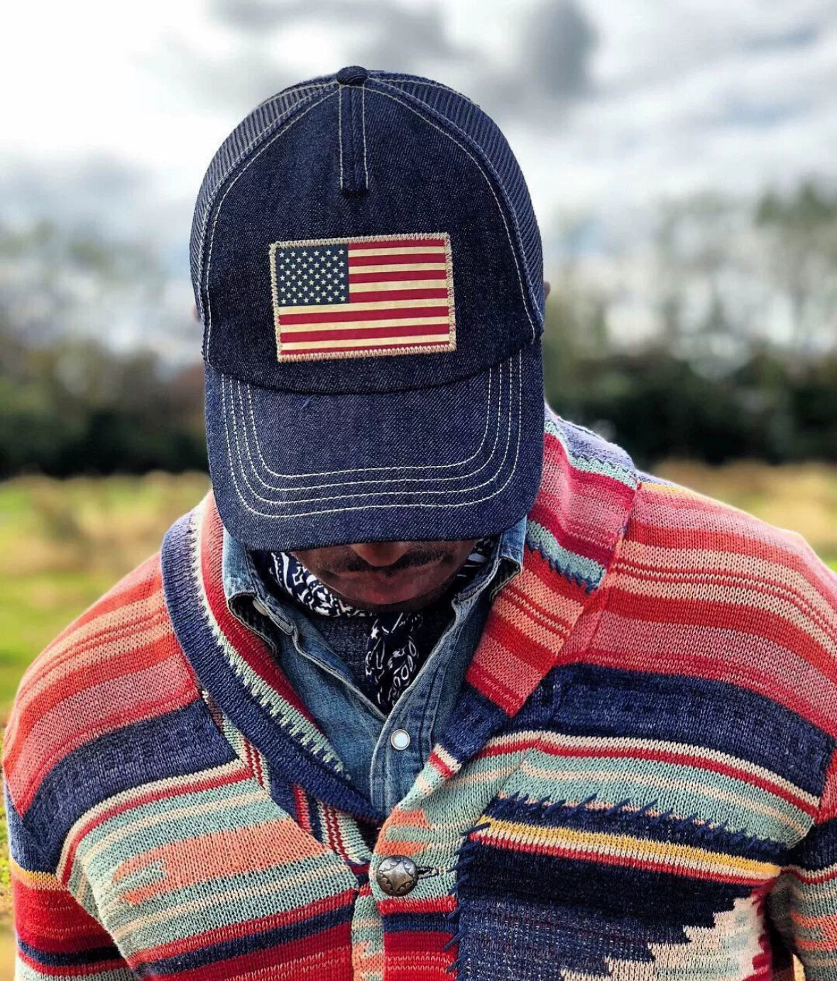 RRL Vintage Embroidered Trucker Hat
