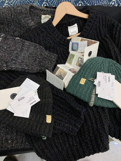 visvim amplus crew hand-knit black sweater