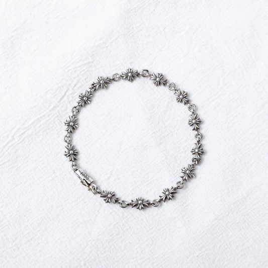 Chrome Hearts 925 Silver Tiny Cross Bracelet 11 Links