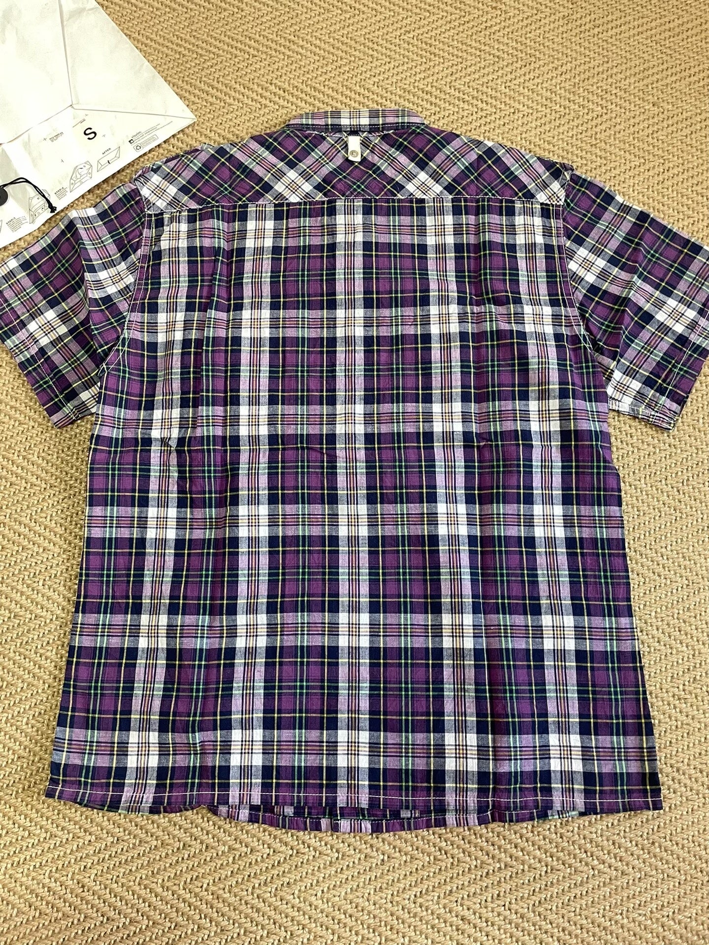 VISVIM PYLE CHECK Purple Short-Sleeve Shirt