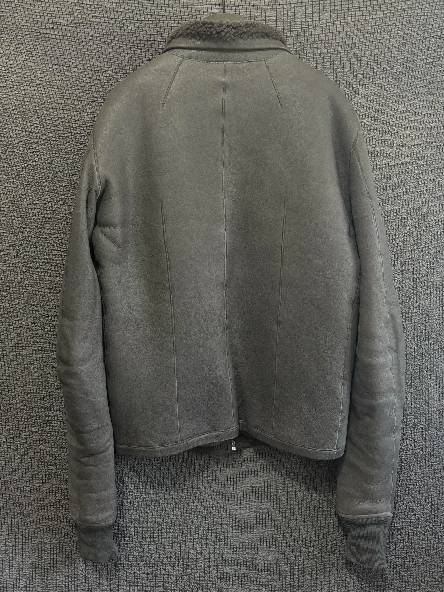 rick owens leather jacket with shearling collar