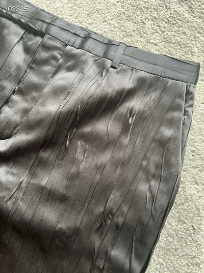 Saint Laurent Black Striped Silk Trousers