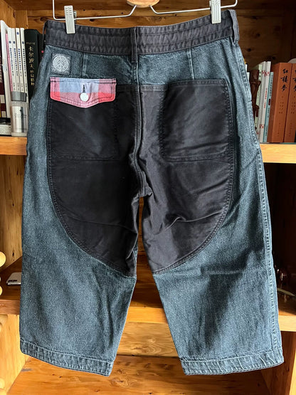 kendo denim wide pants in black