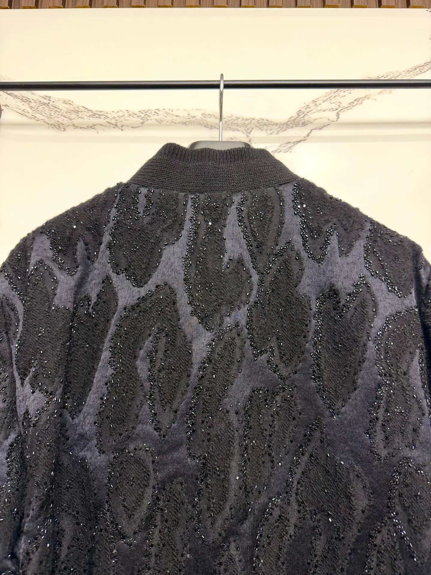 saint laurent black beaded bomber jacket