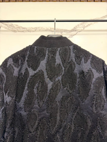 saint laurent black beaded bomber jacket