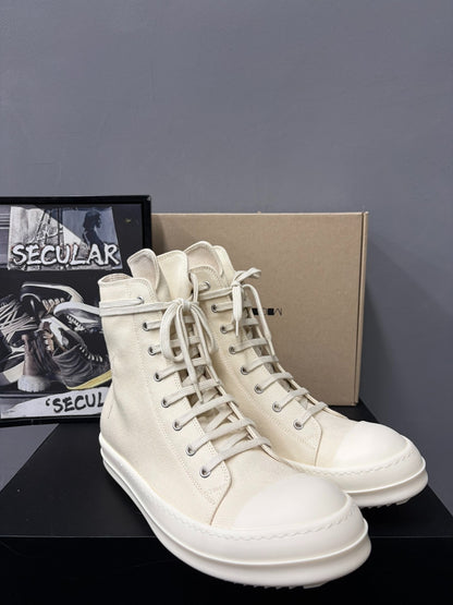 RickOwens Drkshdw White High-Top Canvas