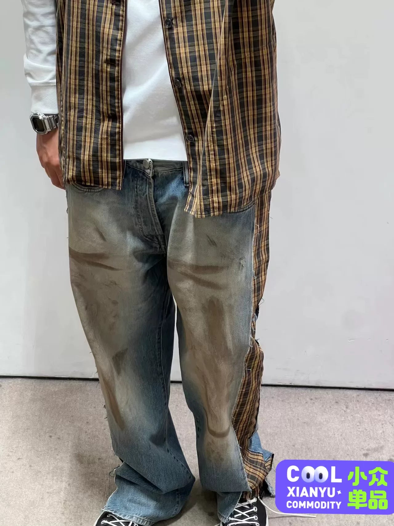 Acne Studios Dirty Fit Patchwork Denim Pants