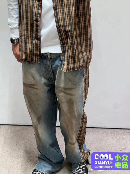 Acne Studios Dirty Fit Patchwork Denim Pants