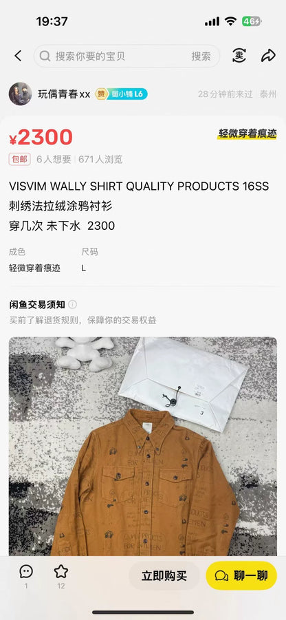 visvim wally embroidered shirt with graffiti